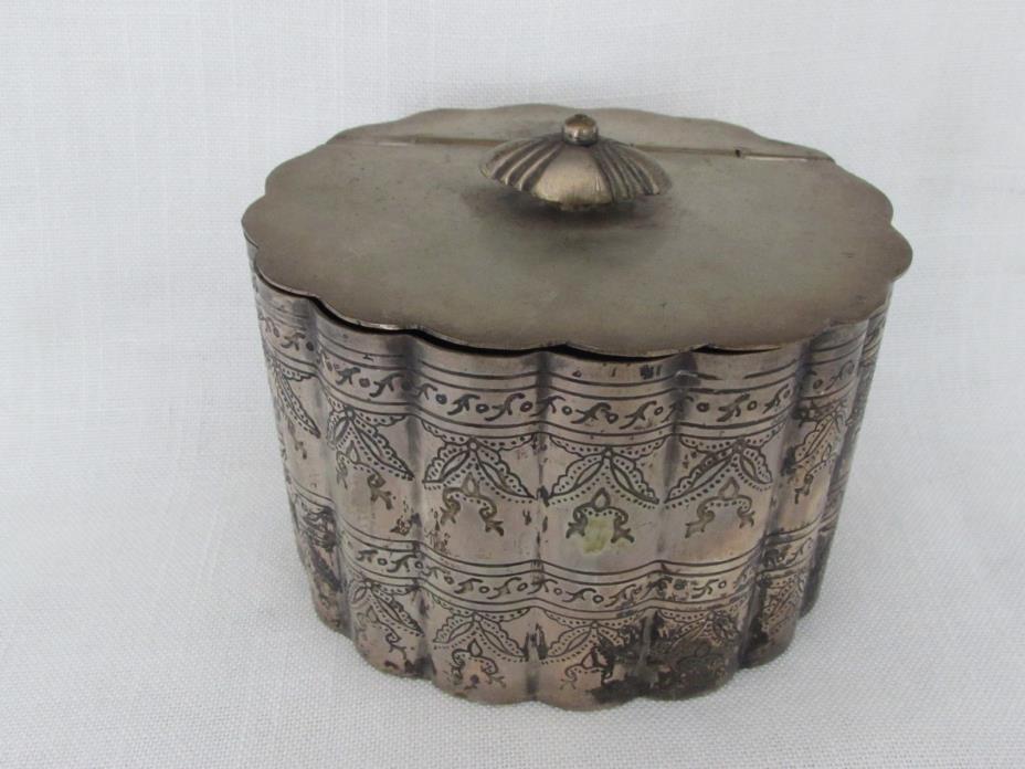 Antique Silver Plate Unmarked Tea Caddy