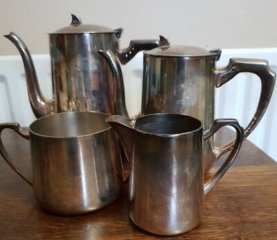 vintage silver plate TEAPOT milk and sugar