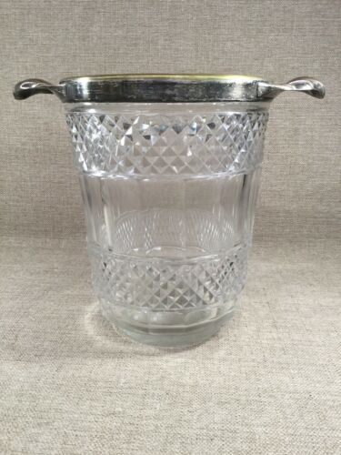 OLD MONEY Antique Anglo Irish Crystal Large Champagne / Ice Bucket Silver Plated