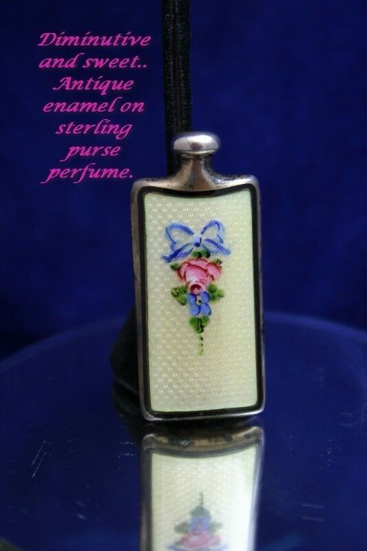 Antique Thomae Sterling Silver Enameled Guilloche Perfume Bottle Scent Flask