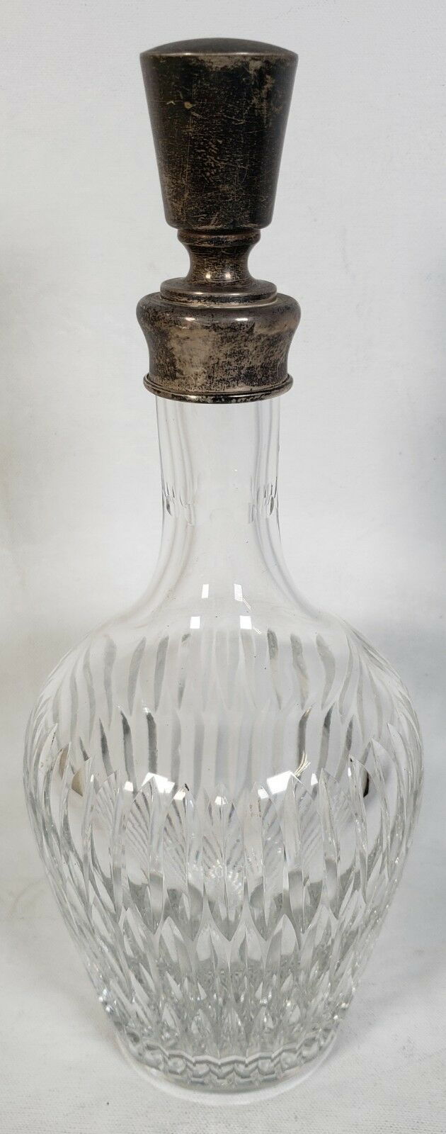 Antique Sterling Silver Hawkes Cut Crystal Large Glass Bottle Decanter