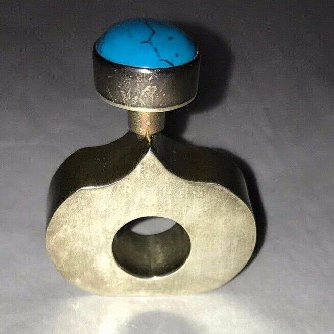 Sterling Silver Perfume Bottle  / Pendant - Turquoise Top Mexico