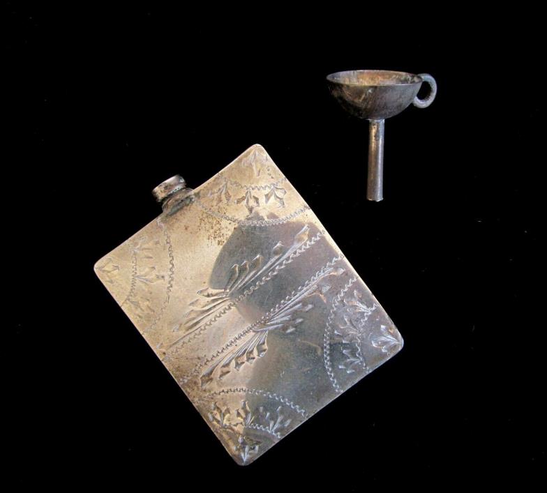 Vintage Sterling Silver Miniature Perfume or Snuff Bottle w/ Funnel Arturos Mex