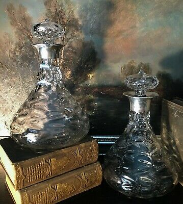 Hukin and Heath Sterling Collar Decanters 1902