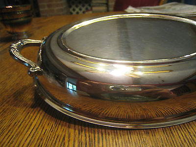 SILVERPLATE DOUBLE VEGETABLE BOWL WITH COVER AND GLASS INSERT   (4KS27)