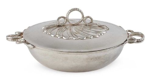 STERLING SILVER LIDDED TUREEN WITH SERPENTS BY TANE TIFFANY OF MEXICAN SILVER
