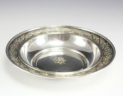 Sterling Silver Bowl Marcus & Co. New York , hand engraved rim. Weight 16.5toz