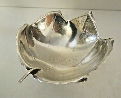 1950s Hand Made Sterling Silver Maple Leaf Bowl Ball Feet by Alfredo Sciarrotta