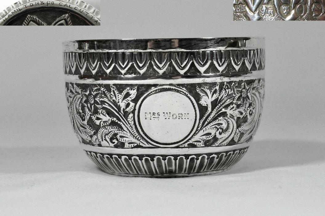 Antique Silver Bowl Made in London Retailed by H&Co Calcutta 1889 Indian Raj