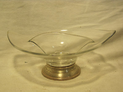 WEB-STERLING vintage double sided candy nut bowl dish sterling silver glass WEB