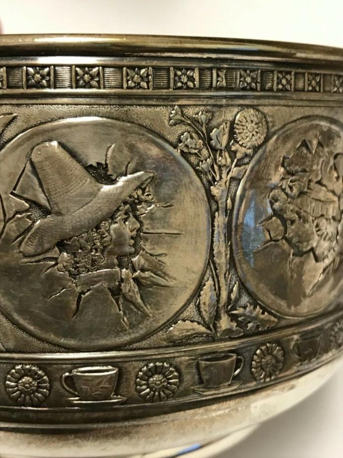 c 1883 Gorham Sterling Silver Large Bowl Victorian Aesthetic Antique Arts Rare