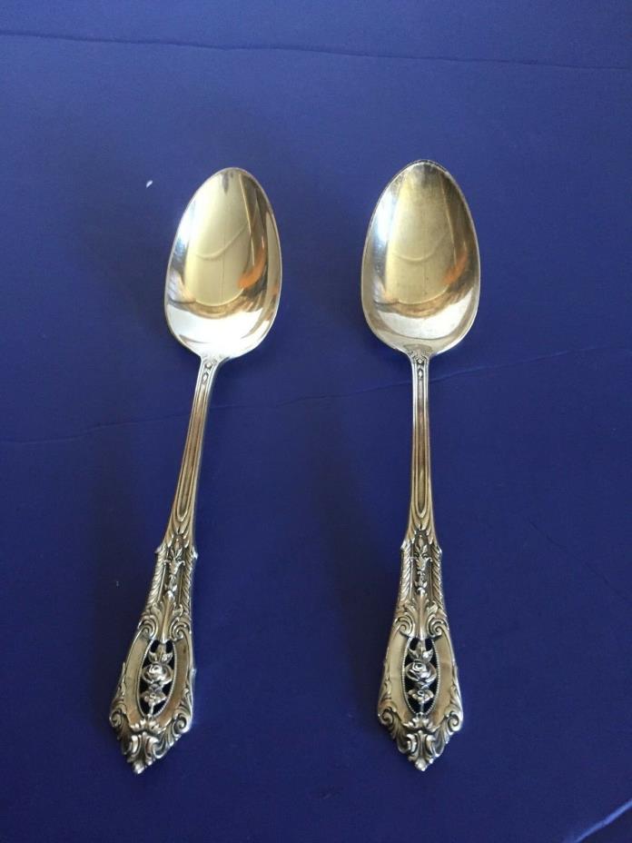 WALLACE ROSE POINT STERLING SILVER TEASPOONS (2) GREAT AUNTS' ESTATE!