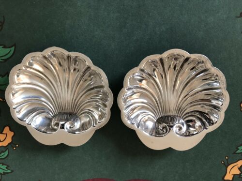 2 Sterling Silver Clam Shell Dishes, Shell Bowls, Vintage Shell Bowls
