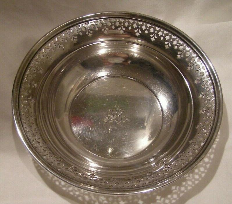 Tiffany &Co Makers Sterling Silver Reticulated Bowl, Monogrammed, 20675K, 6.25