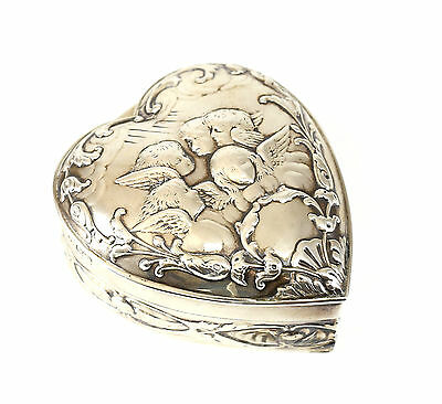 William Comyns & Sons London Sterling Silver Heart Shaped Trinket Box 1902; 4toz