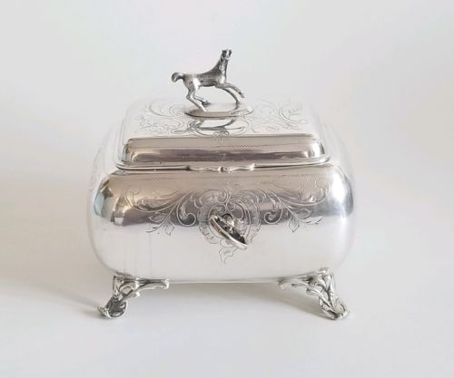 Beautiful 19C Austro - Hungarian Silver Box Horse Finial Key