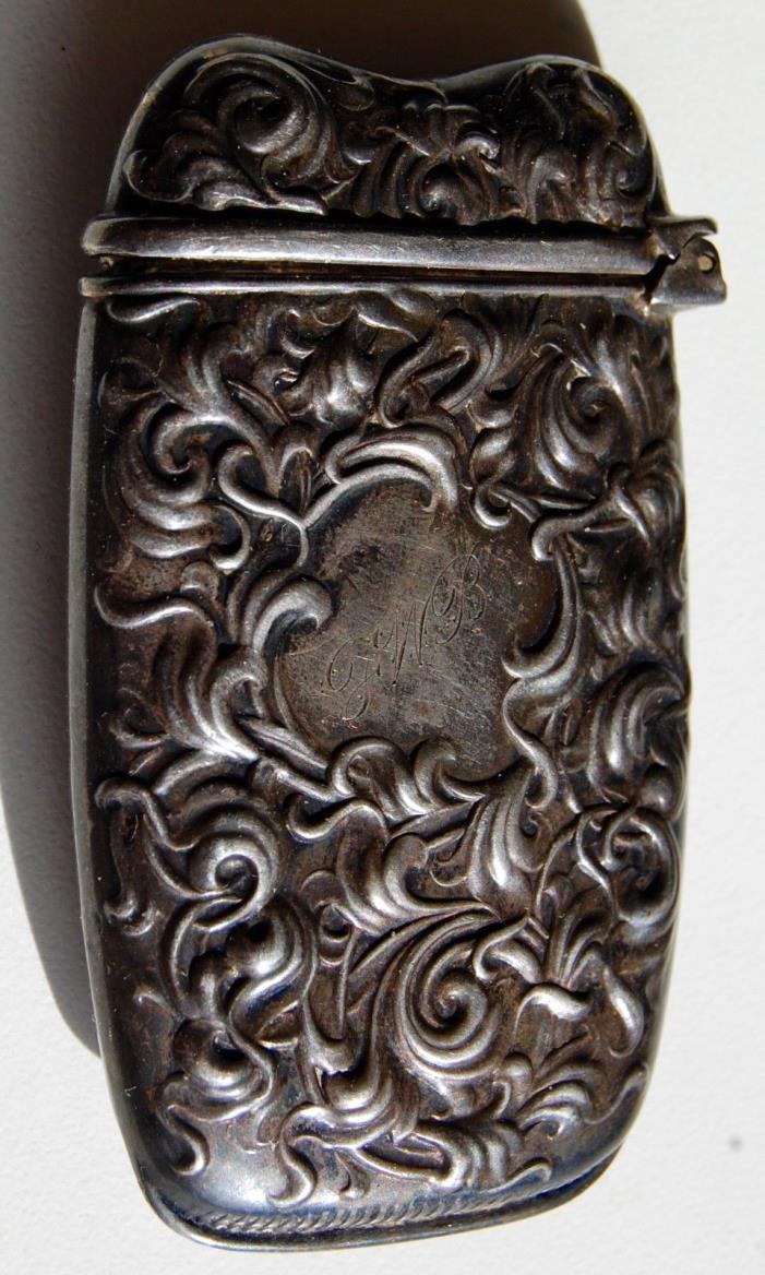 sterling silver box antique from 1927 nice scroll work 2.5 inches by 1/4 inch