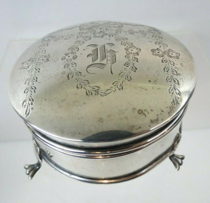 Nice Claw Footed Antique Sterling Silver Jewelry Box Birmingham England 1910