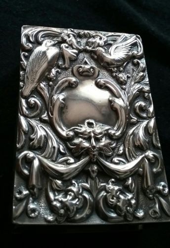 Antique Sterling Silver Repousse Match Box Cover by William Comyns & Son 1885