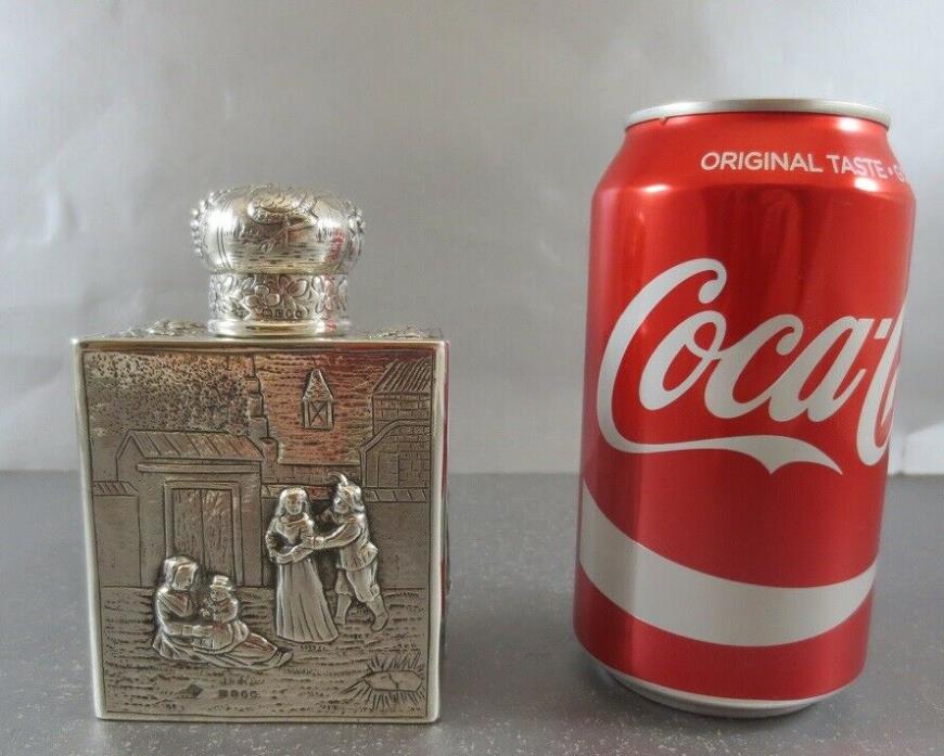 GOOD DUTCH STERLING SILVER TEA CADDY IMPORT MARKS FOR LONDON 1898 HEAVY!!