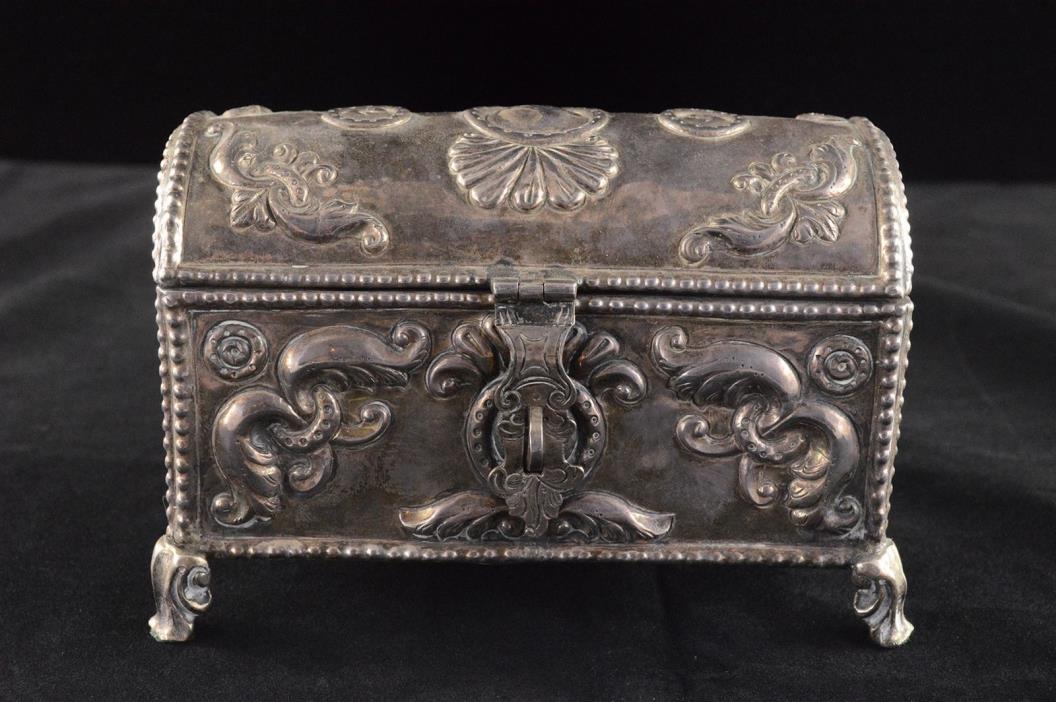 Sterling Silver Japanese Ornate Jewelry Box With Felt *Broken Hinges   *17