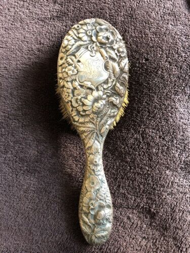 Antique Simons Brothers Sterling Silver Repousse Brush