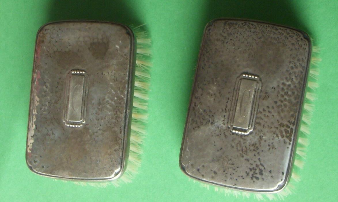 2 Antique Birks Sterling Silver Shoe Brushes Monogrammed with C