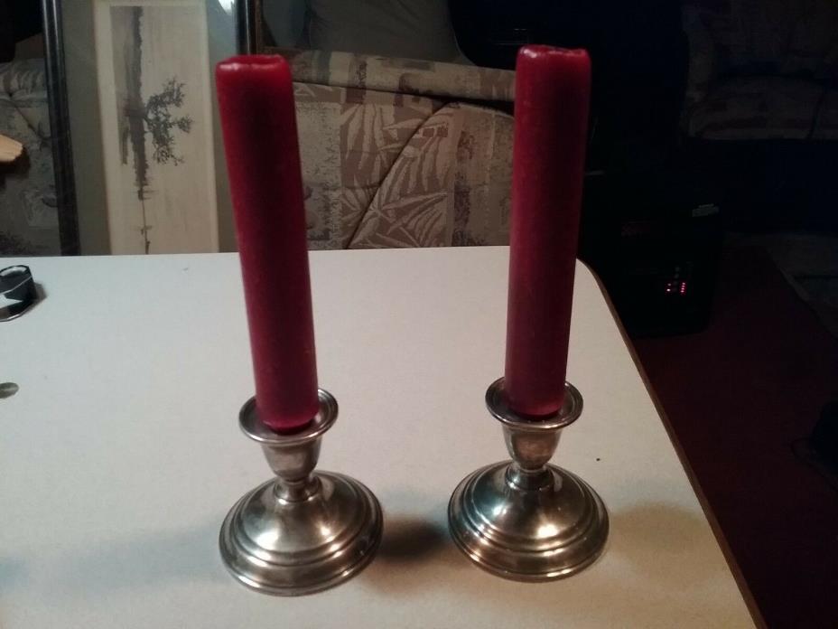 large pair International Sterling  silver 101 Candle Stick Holders candles