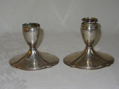 Pair FISHER Sterling Weighted Silver Vintage Candlestick Candle Holders 882