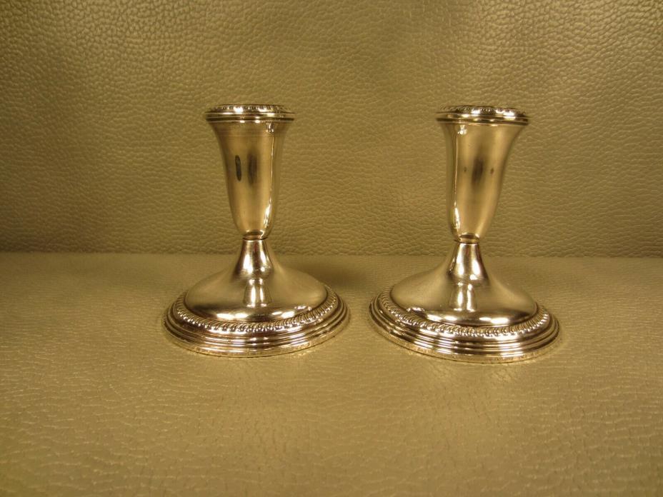 Pair of Vintage Empire Weighted Sterling Silver Candle Holders Candlesticks