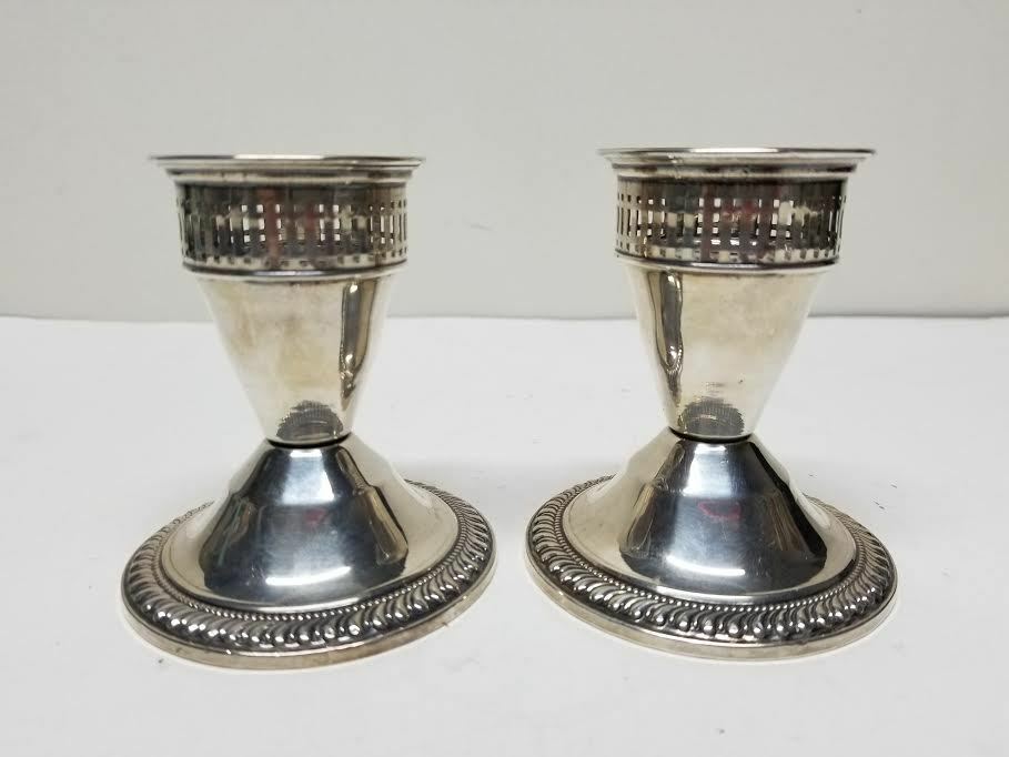 2 DUCHIN CREATION STERLING SILVER WEIGHTED PIERCED CANDLE STICK HOLDERS
