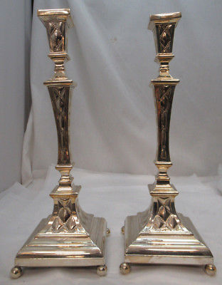 Sterling Silver 925 Candlesticks Square Base Modern Details 415 Grams VIEW