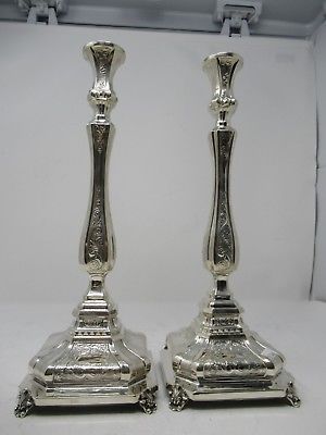 Sterling Silver 925 Candlesticks Square Base Used Stunning Design