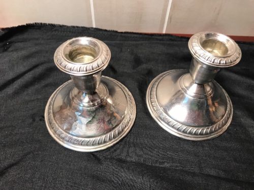 Sterling Silver 2 Candlesticks Holders Schweitzer S Silver Corp S In A Diamond