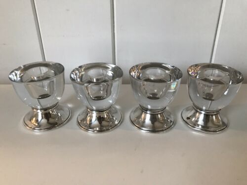 Set of 4 Vintage Frank M Whiting Sterling Silver & Glass Candle Holders
