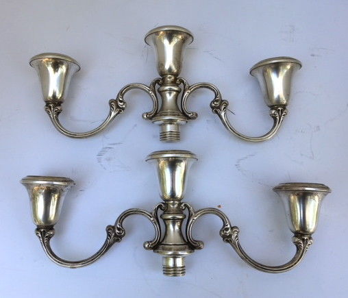 PAIR Gorham STERLING SILVER Candelabra Candlestick Branch/BRANCHES/Arms-3 Light