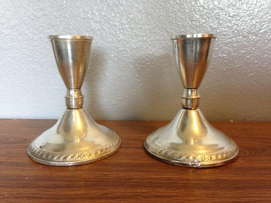 VINTAGE STERLING SILVER CANDLE STICK HOLDERS WEIGHTED PAIR