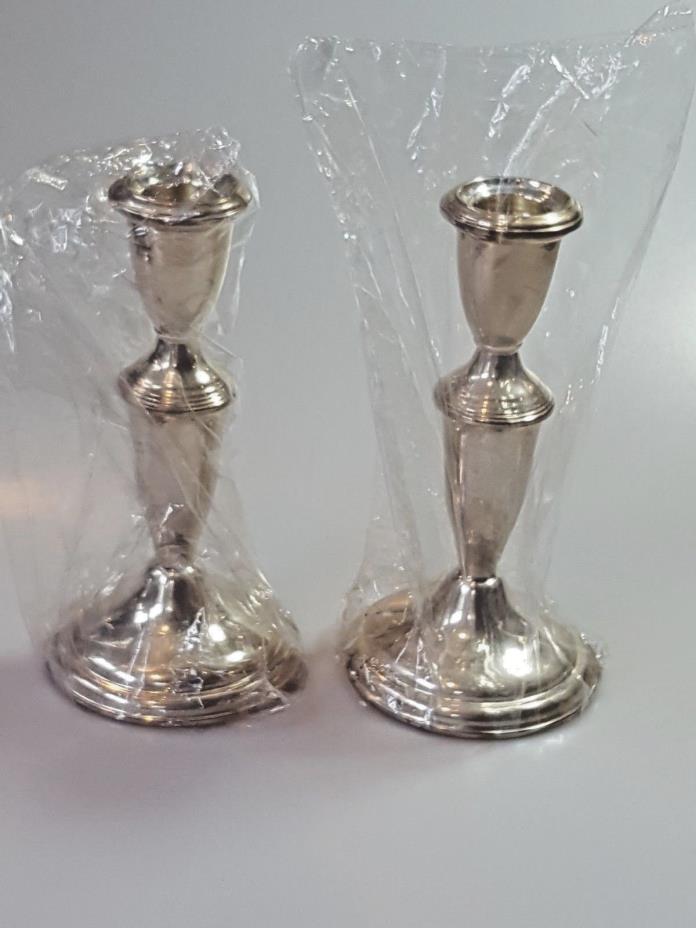 2 NEW NOS Empire Sterling Silver Candlesticks Weighted Revere Candle Holder 6.5