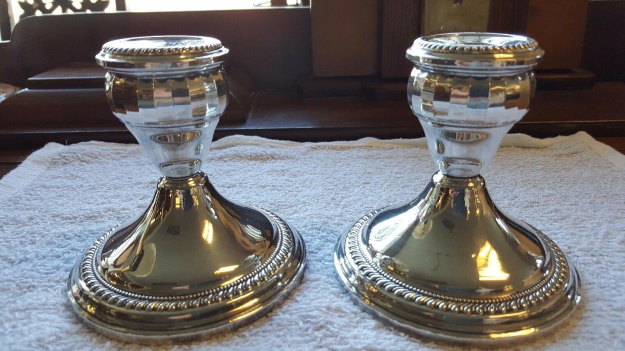 Set of 2 Crest Silver Co. Candlesticks Sterling Weighted 4