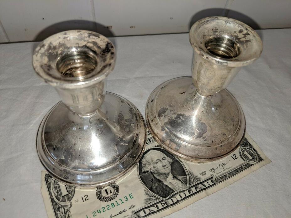 Vintage Pair of Two Towle Sterling Silver Candlesticks #701
