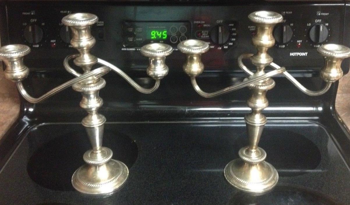 Antique FISHER Sterling Weighted Candlesticks, Set of 2, #356, Nice. Authentic