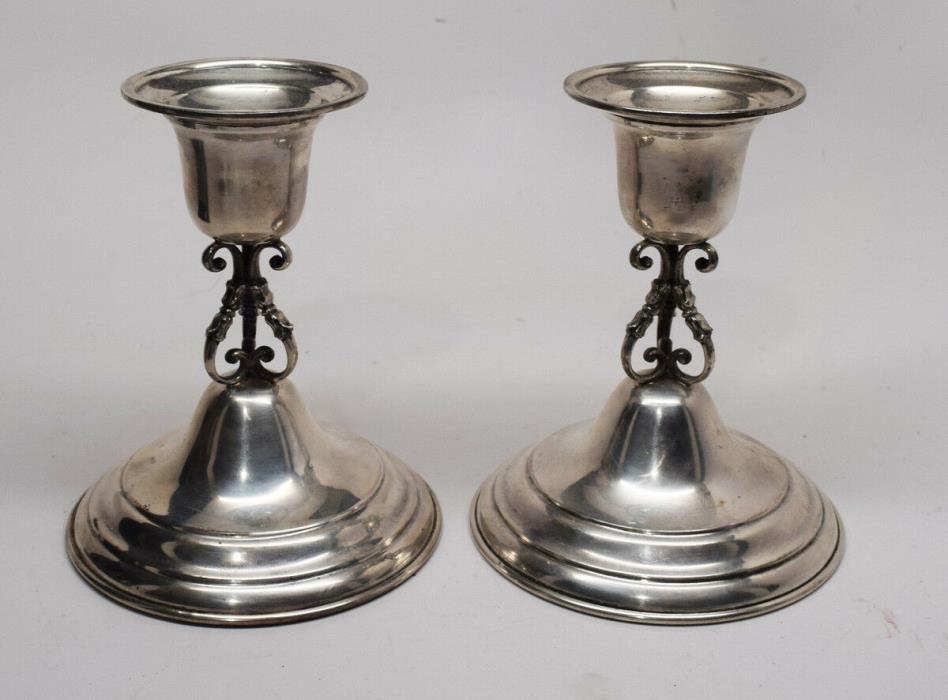 unique Matthews Co.  Sterling Silver Candle Holders Candlesticks Weighted 5