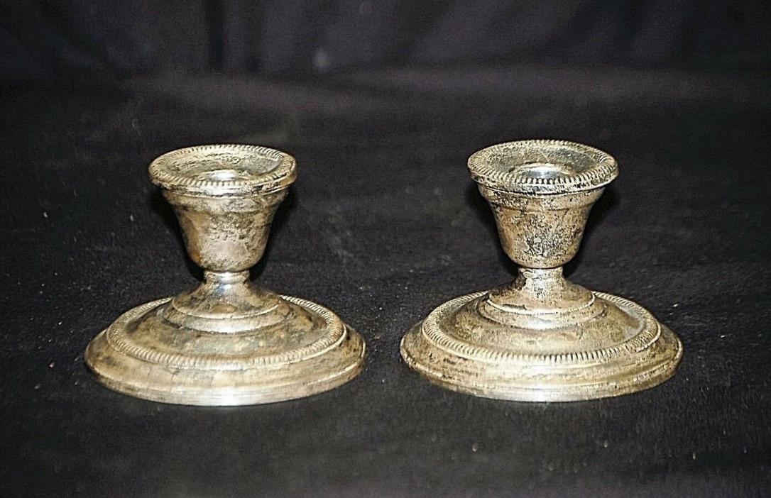 Old Vintage Kenilworth Sterling Silver Candlestick Holders .925 Weighted MCM