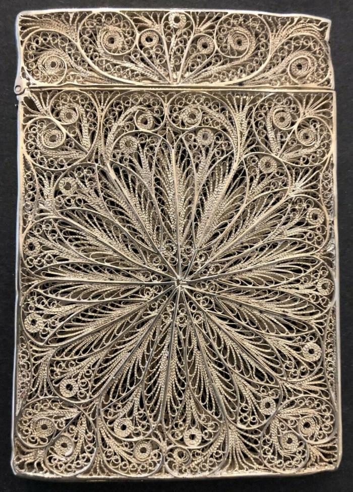 Antique Continental Silver Filigree Card Case