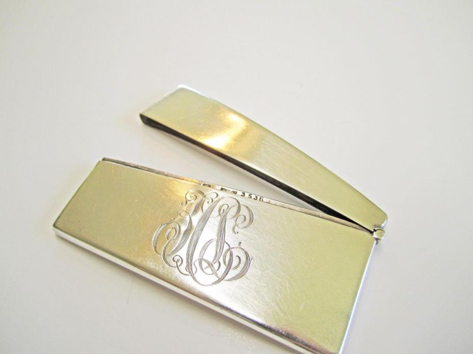 Early 1900's Sterling Monogram Engraved Calling Card Case Curved Rectangle