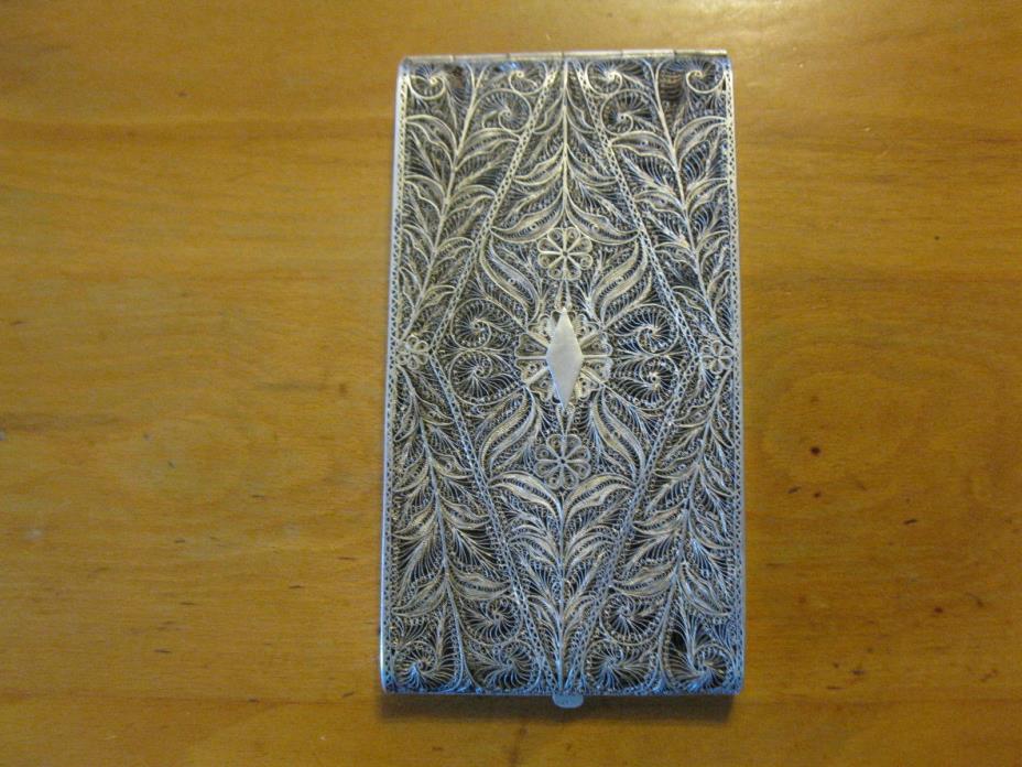 Antique Sterling silver filigree cigarette case 148-g