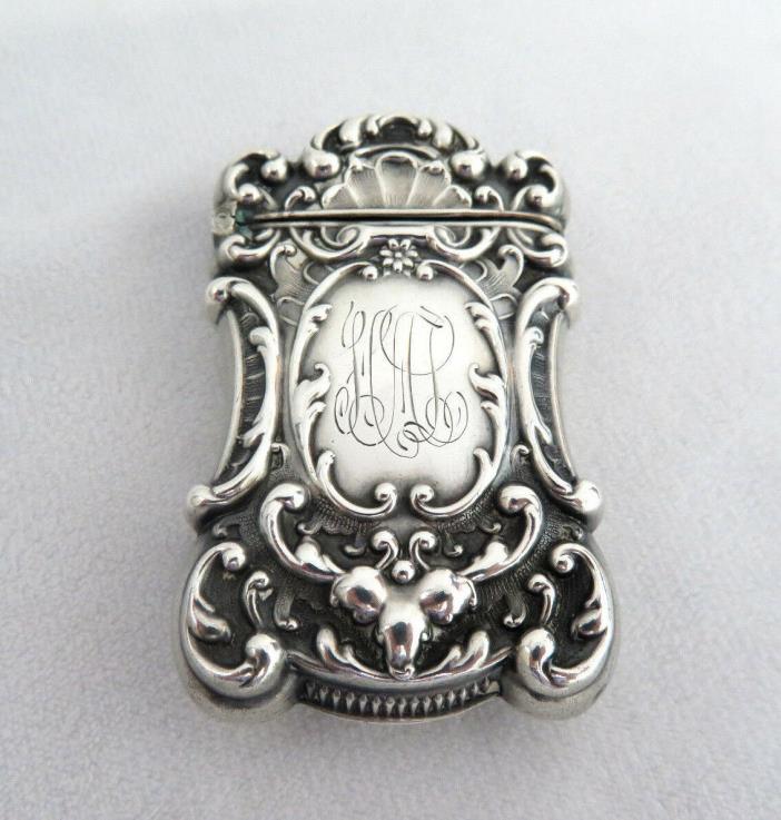Antique Art Nouveau 925 Sterling Silver Match Safe Vesta Case ~ Mono HAL 1905