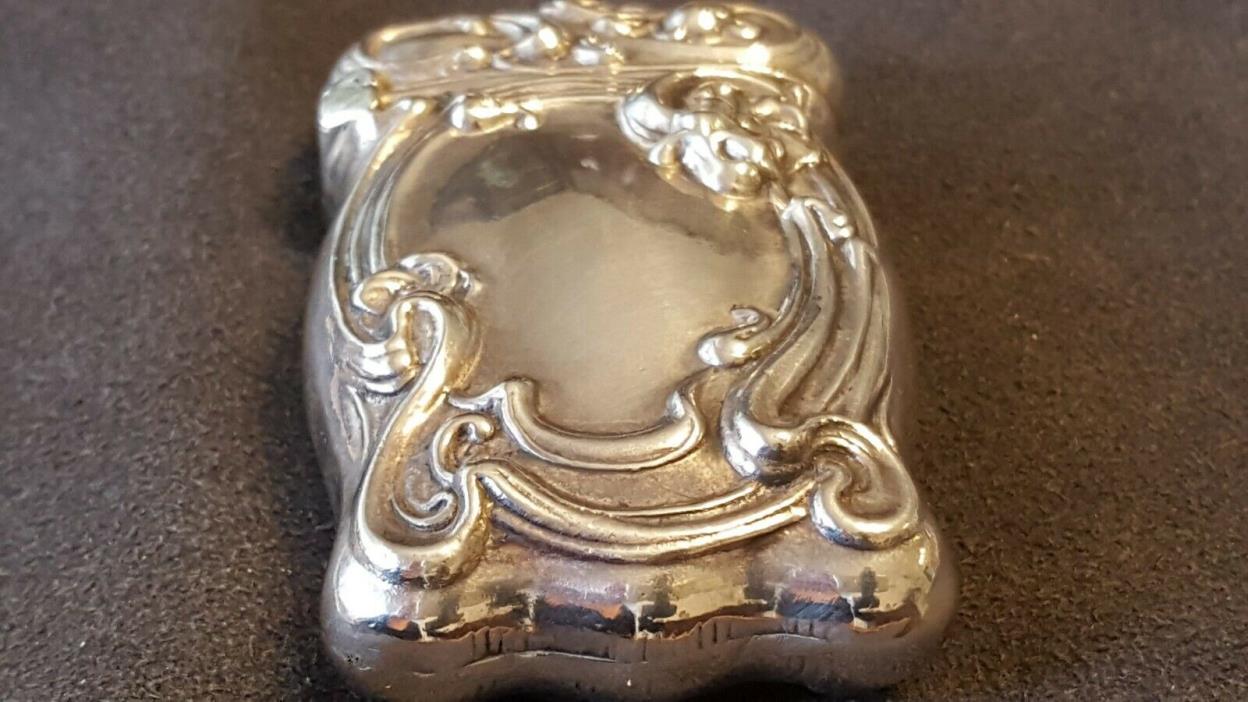 Antique or Vintage Art Nouveau Style Sterling Silver Rococo Match Holder Safe
