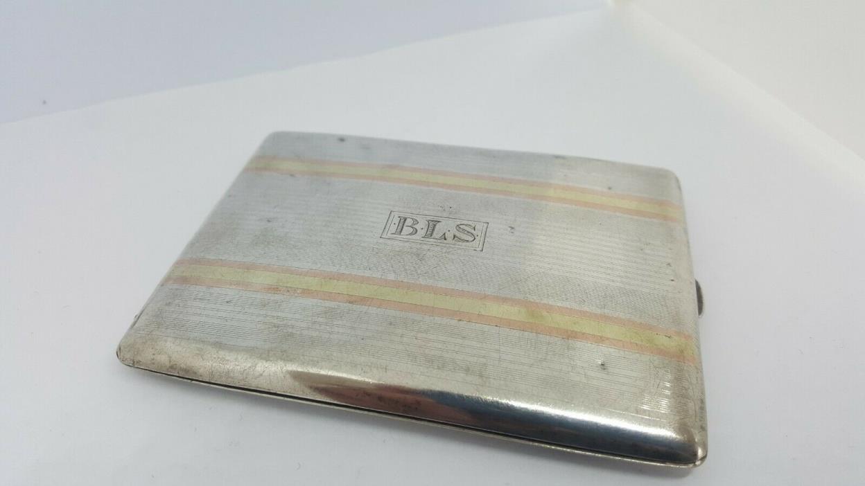 VINTAGE STERLING SILVER & 14k ROSE AND YELLOW GOLD CIGARETTE CASE