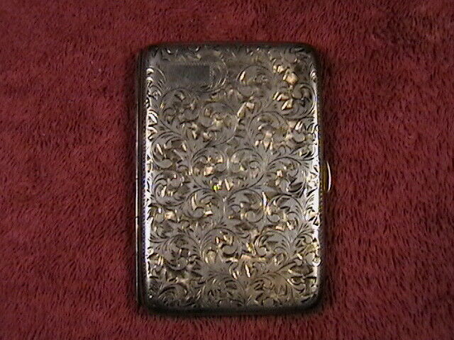 Vintage Collectible Engraved  Sterling Silver 950 Cigarette Case Holder 3.2 oz